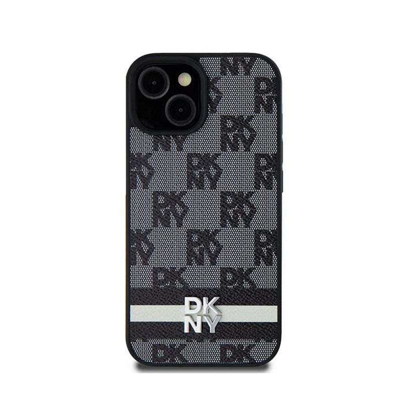 DKNY odinis languotas vienspalvis raštas ir spausdintos juostelės – Samsung Galaxy S24+ dėklas (juodas)