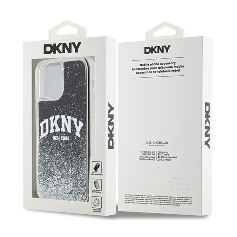 DKNY Liquid Glitter Big Logo – dėklas, skirtas iPhone 12 / iPhone 12 Pro (juodas)