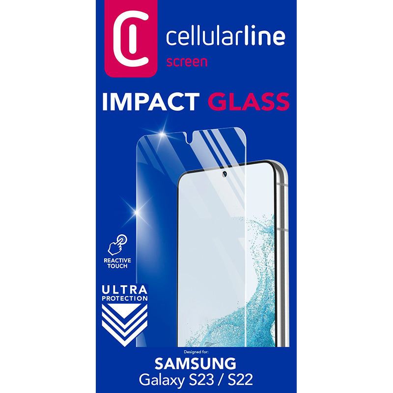 Cellularline Impact Glass – Grūdintas apsauginis stiklas, skirtas Samsung Galaxy S23 / S22