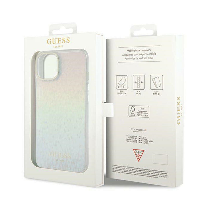 Guess IML Faceted Mirror Disco Iridescent – dėklas iPhone 12 / iPhone 12 Pro (vaivorykštės)
