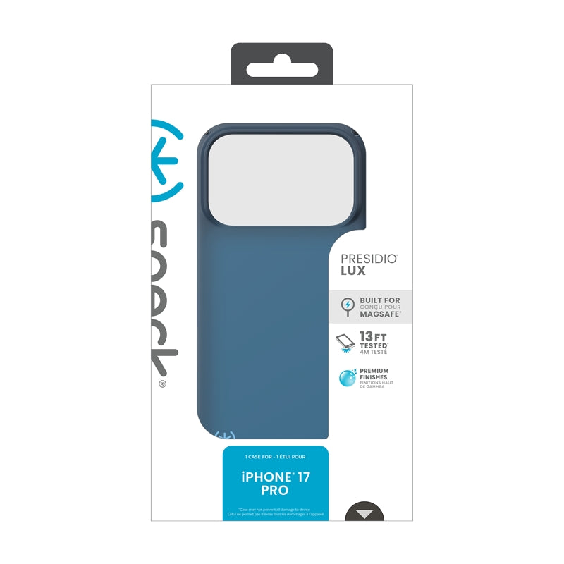 Speck Presidio Lux MagSafe – dėklas iPhone 17 Pro (Deep Sea Fade / Black / Spell Blue)