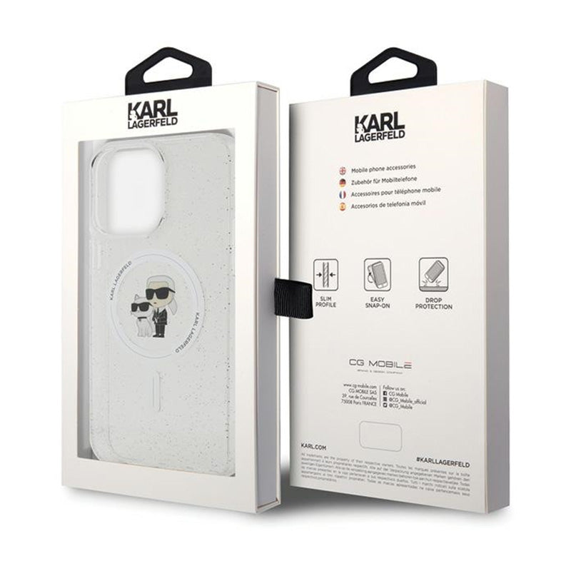 Karl Lagerfeld Karl & Choupette Blizgučiai MagSafe - iPhone 14 Pro Max Dėklas (Skaidrus)