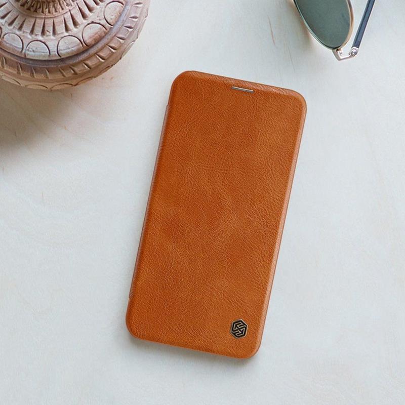 Nillkin Qin odinis dėklas – dėklas skirtas „Apple iPhone 12 Pro Max“ (rudas)