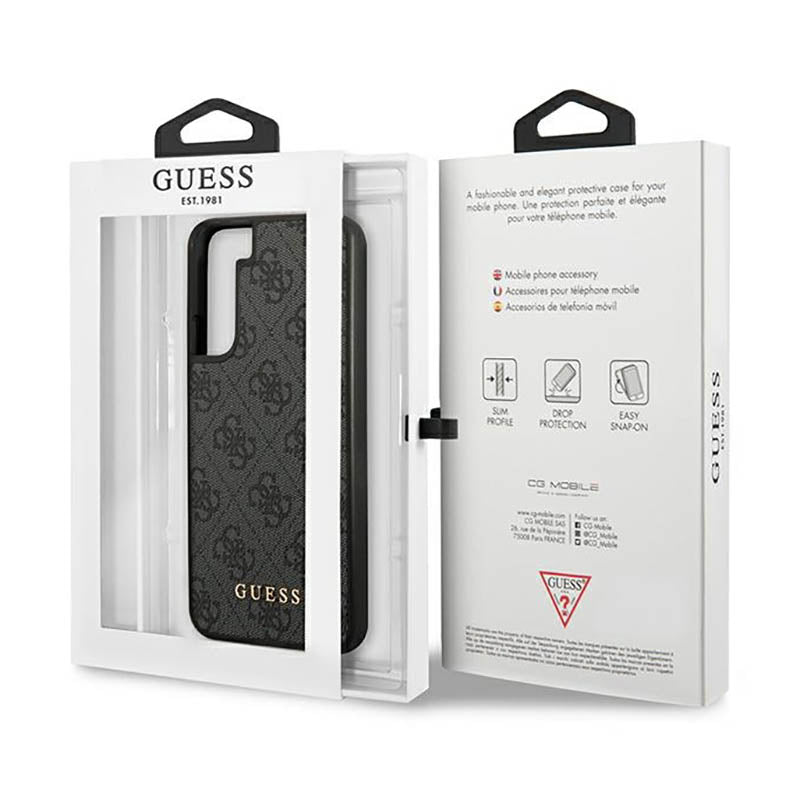 Guess 4G Metal Logo – dėklas Samsung Galaxy S23 (pilkas)