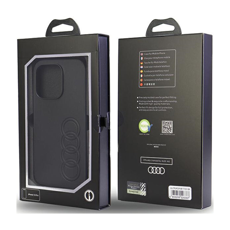 Audi sintetinės odos dėklas – iPhone 14 Pro (Juodas)