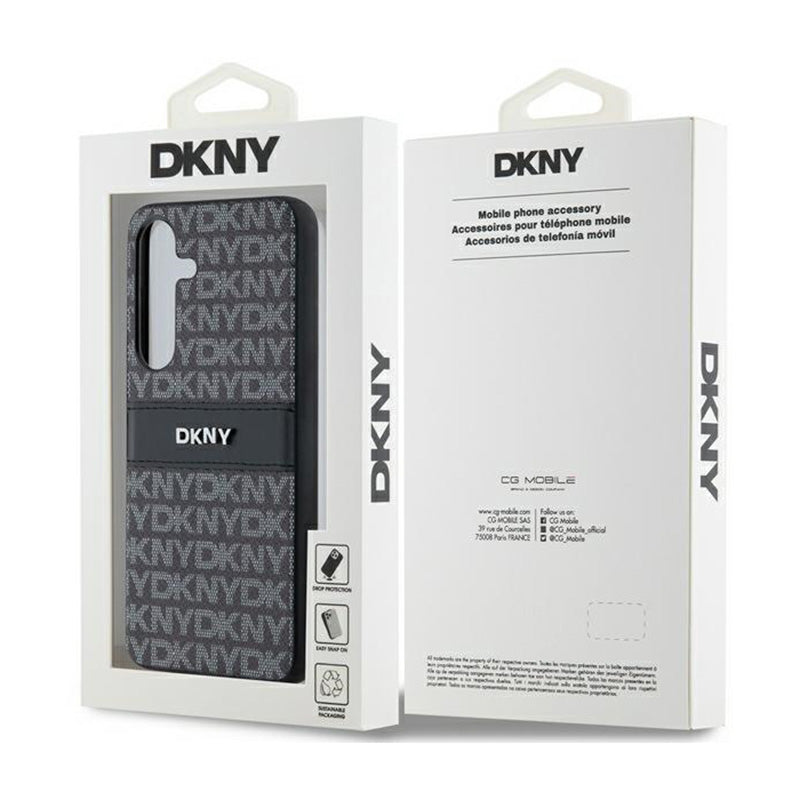 DKNY Leather Mono Stripe & Metal Logo - „Samsung Galaxy S24+“ dėklas (juodas)