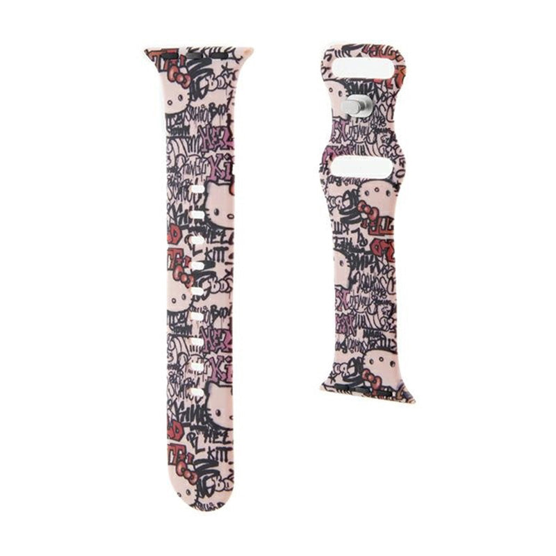Hello Kitty silikoninės etiketės „Grafiti“ – „Apple Watch 38/40/41 mm“ dirželis (rožinis)