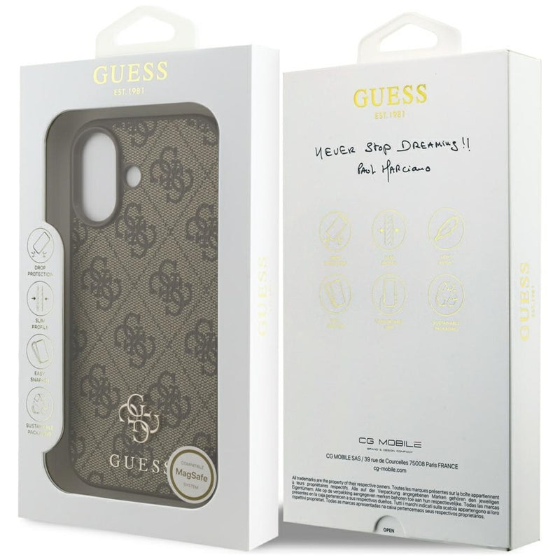 Guess 4G Small 4G ir Classic MagSafe dėklas iPhone 17 (rudas)