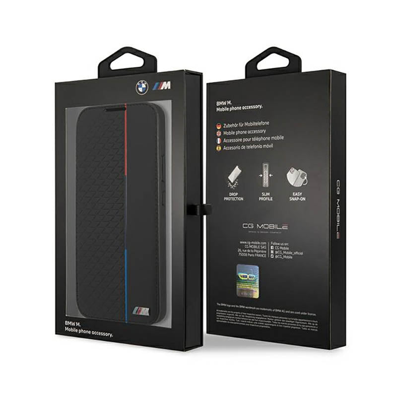 BMW knygos tipo M kolekcijos trikampiai – dėklas, skirtas „Samsung Galaxy S22+“ (juodas)