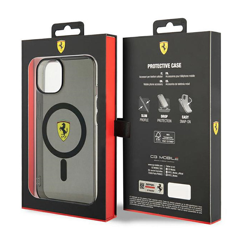 Ferrari permatomas MagSafe – dėklas „iPhone 14 Plus“ (juodas)