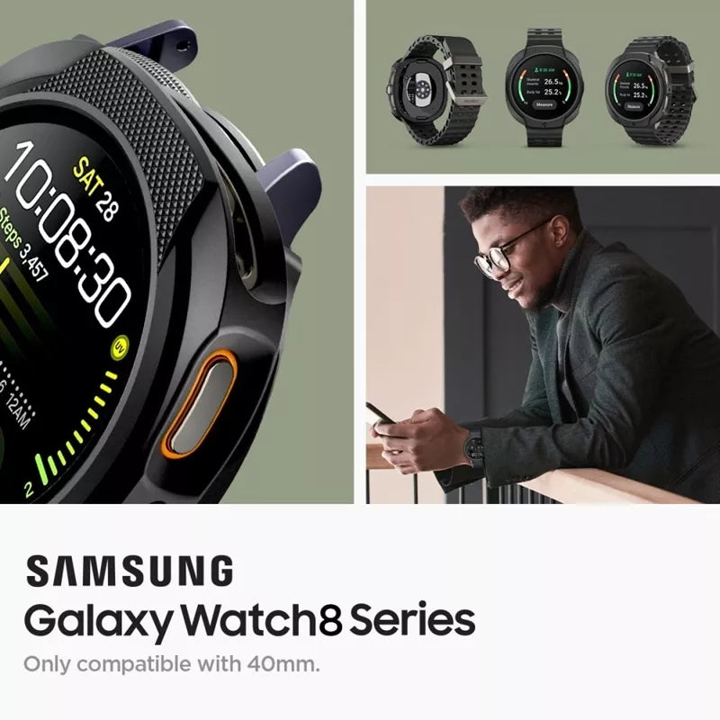 Spigen Liquid Air – Dėklas, skirtas Samsung Galaxy Watch 8 40 mm (Matinė juoda)