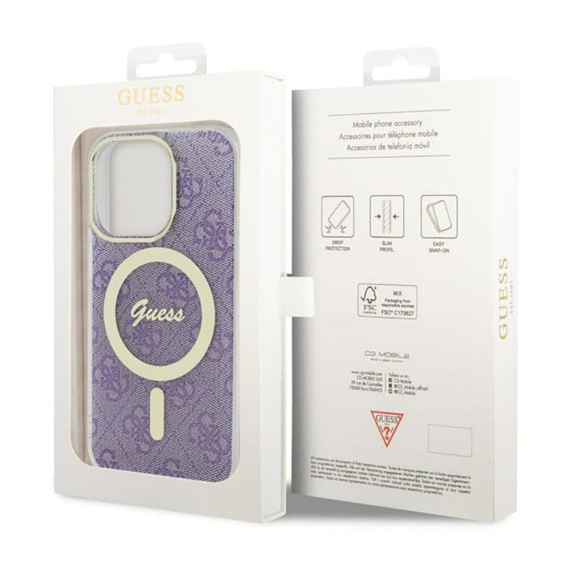 Guess 4G MagSafe – dėklas skirtas „iPhone 14 Pro“ (violetinė)