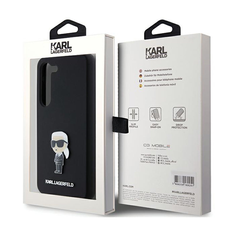 Karl Lagerfeld Silicone Ikonik Metal Pin – dėklas Samsung Galaxy S24 (juodas)