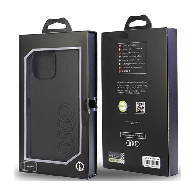 Audi sintetinis odos dėklas, skirtas „iPhone 14 Pro Max“ (juodas)