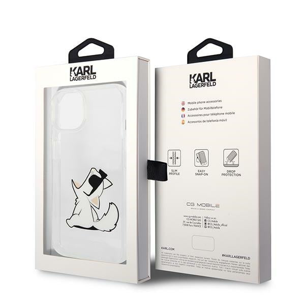 Karl Lagerfeld odos perforuotas logotipo dėklas „iPhone 14 Plus“