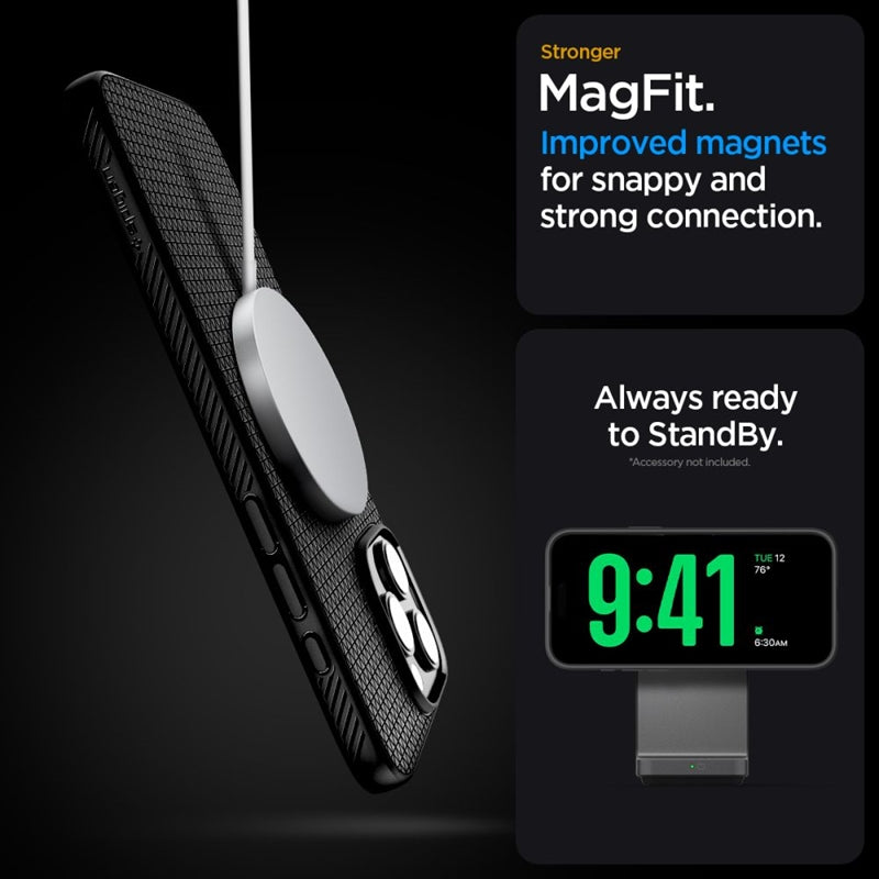 Spigen Liquid Air T Mag MagSafe – dėklas, skirtas iPhone 16 Pro Max (Matte Black)