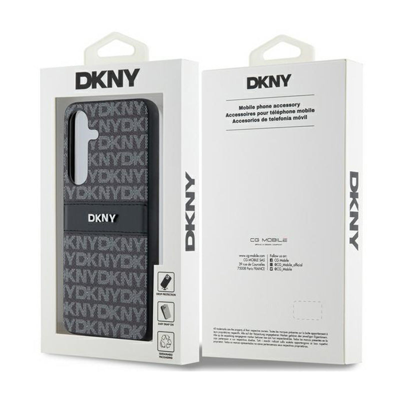 DKNY Odinis Dėklas Samsung Galaxy S24 - Mono Juostelė ir Metalinis Logotipas (juodas)