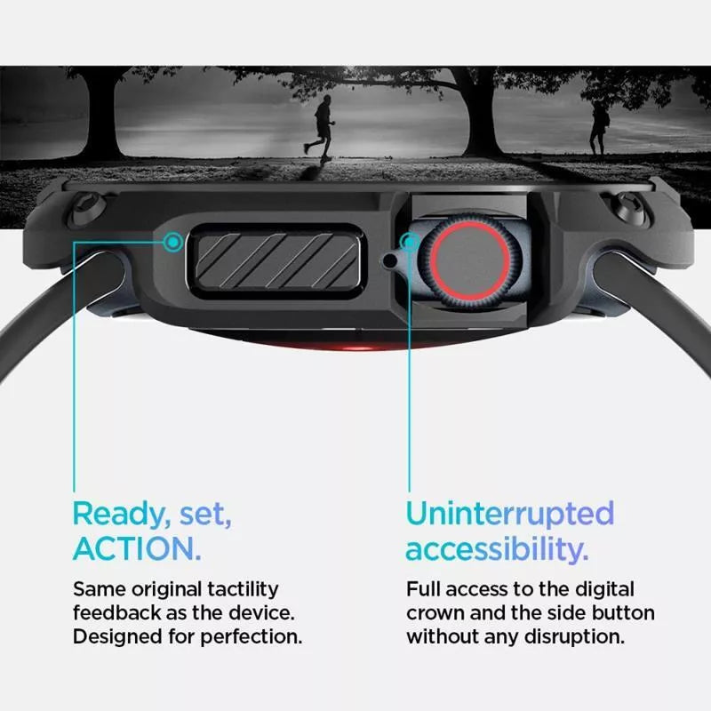 Spigen Tough Armor – dėklas skirtas Apple Watch 10 46 mm (Juodas)