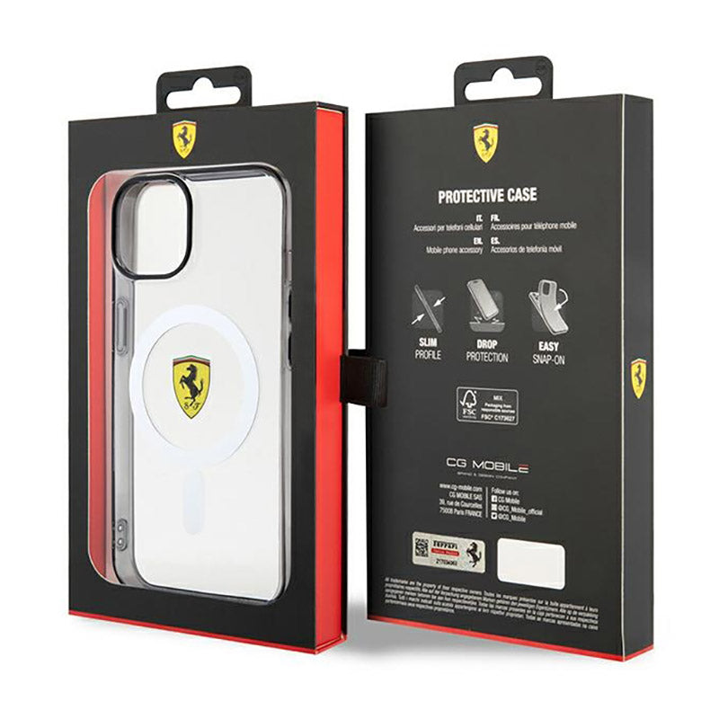 Ferrari Outline Magsafe – dėklas iPhone 14 Plus (permatomas)