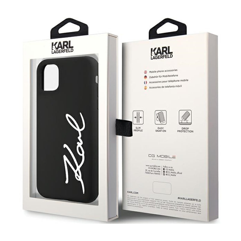 Karl Lagerfeld Silicone Signature – dėklas iPhone 11 (juodas)