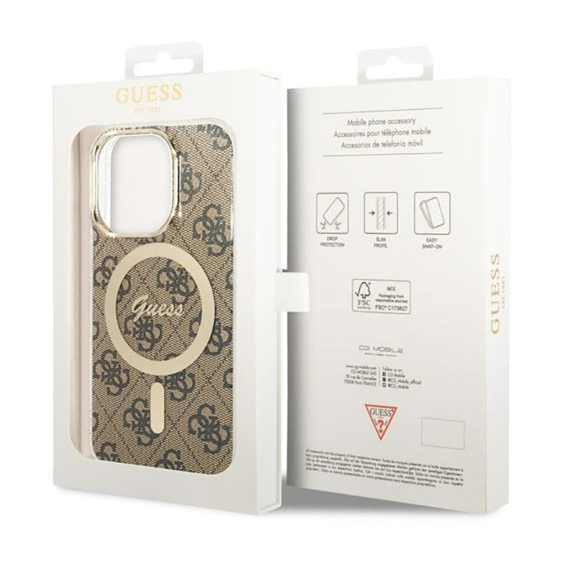 Guess 4G MagSafe – dėklas, skirtas „iPhone 14 Pro“ (rudas)
