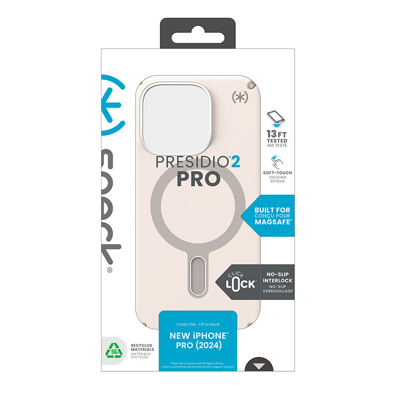 Speck Presidio2 Pro ClickLock & MagSafe – iPhone 16 Pro dėklas (Bleached Bone / Heirloom Gold / Hazel Brown)