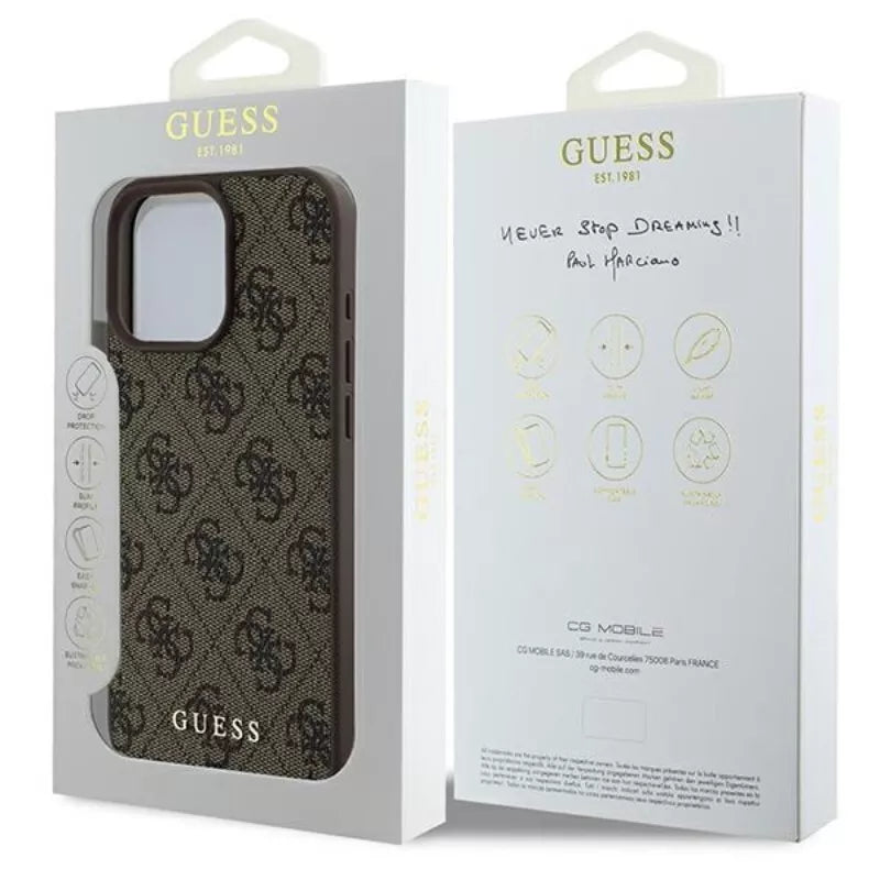 Guess 4G Classic - Dėklas, skirtas iPhone 16 Pro Max (rudas)