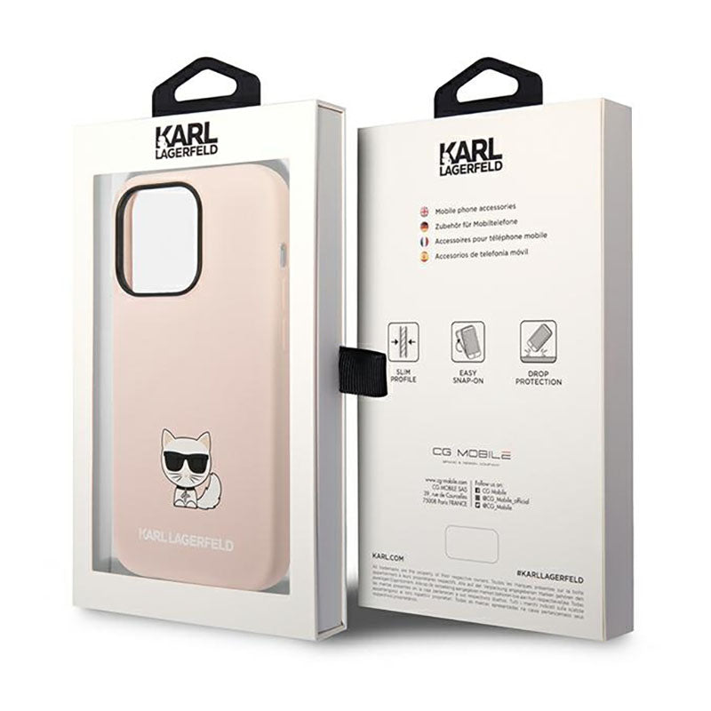 Karl Lagerfeld Choupette Body – dėklas, skirtas iPhone 14 Pro (šviesiai rožinis)