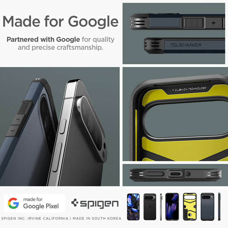 Spigen Tough Armor – dėklas, skirtas „Google Pixel 9 Pro XL“ (Metalo pilkumo)