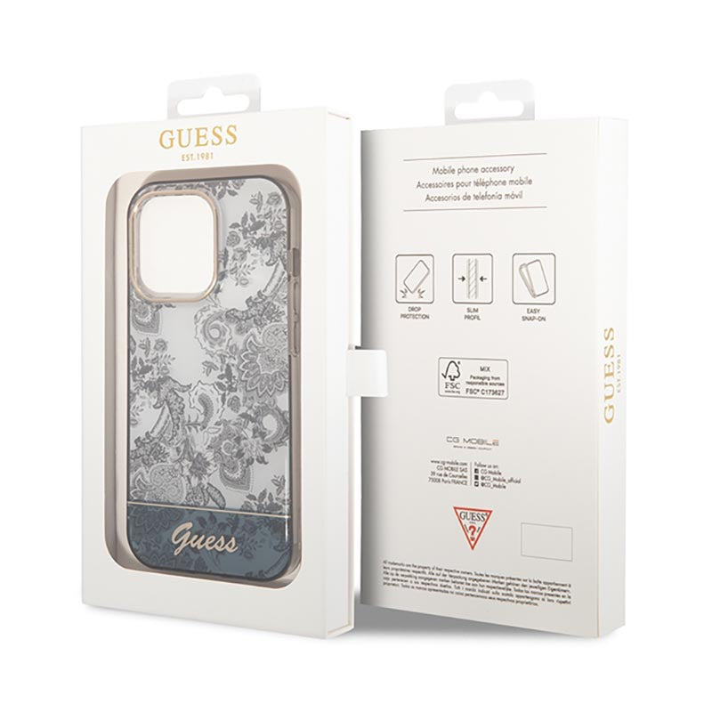 Guess Porcelain Collection - dėklas iPhone 14 Pro Max (pilkas)