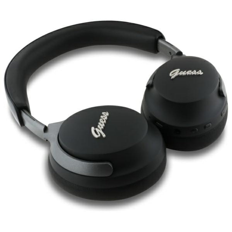 Guess Metal Script Logo – belaidės ant ausų dedamos „Bluetooth“ ausinės su ANC + ENC (juoda)