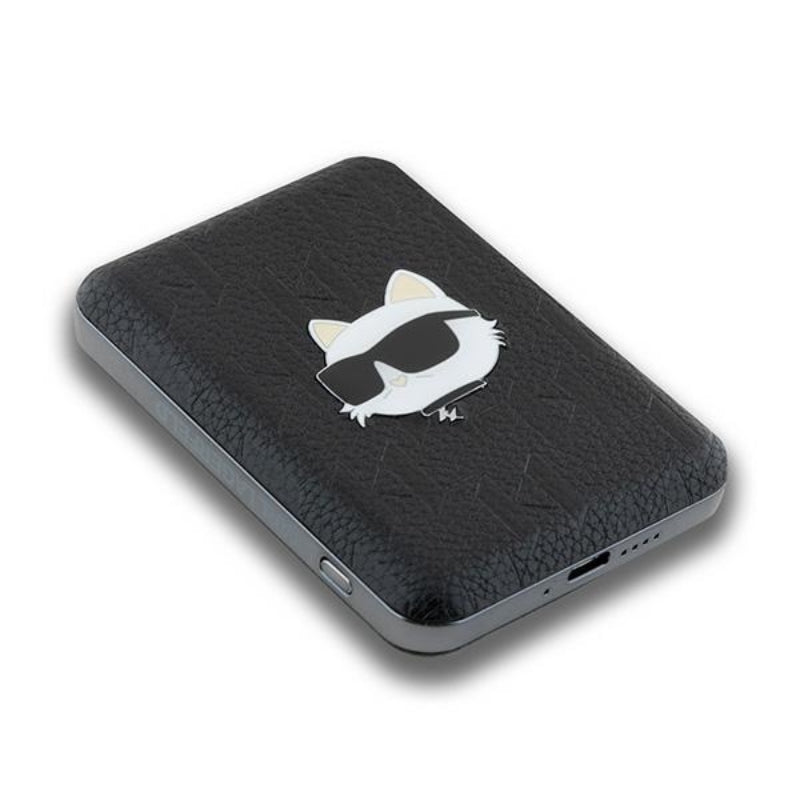 Karl Lagerfeld Choupette Head Pin MagSafe – Belaidis įkroviklis 5000 mAh 15W (juodas)