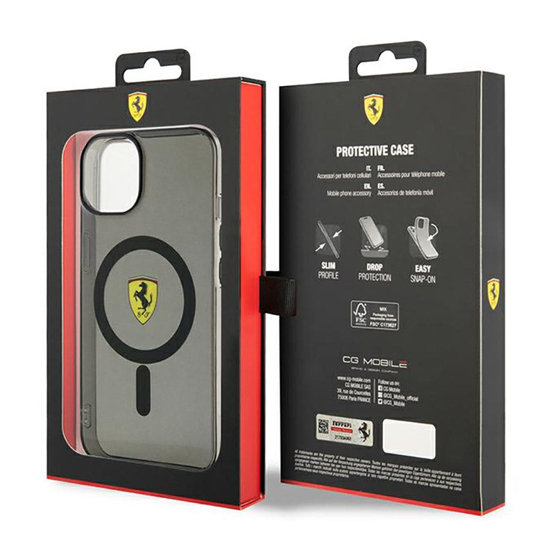 Ferrari Translucent MagSafe – dėklas, skirtas „iPhone 14“ (juoda)