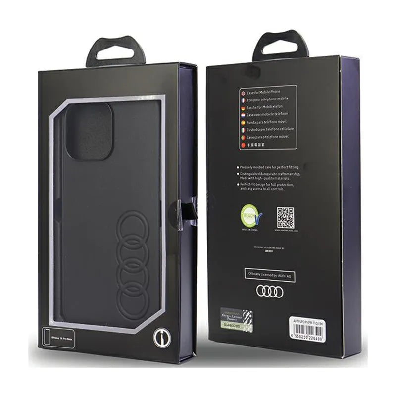 Audi sintetinis odos dėklas, skirtas „iPhone 14 Pro Max“ (juodas)