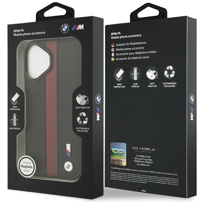 BMW M Perforated Stripe Logo MagSafe - iPhone 17 dėklas (Raudonas)