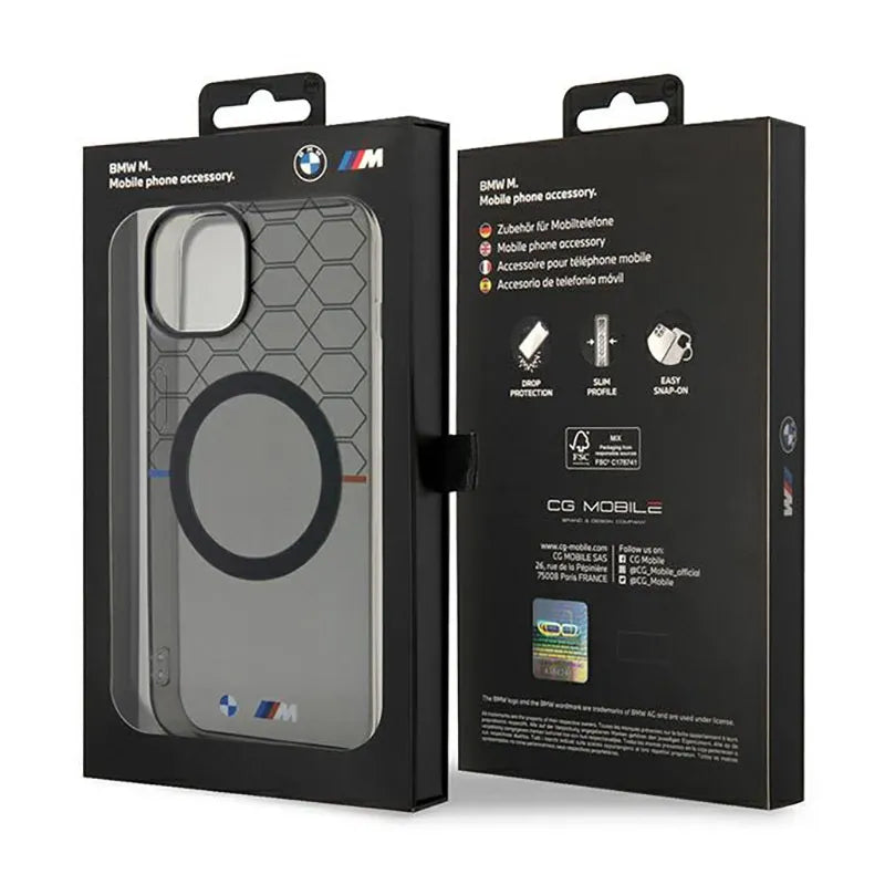 BMW Pattern MagSafe – dėklas, skirtas iPhone 14 Plus (pilkos spalvos)
