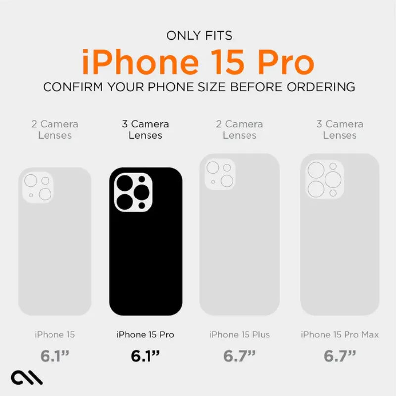 Case-Mate itin tvirtas plius D3O MagSafe – „iPhone 15 Pro“ dėklas (skaidrus)