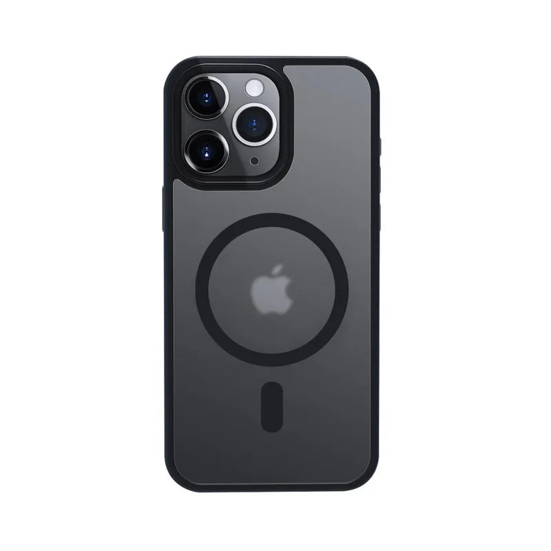 Crong Hybrid Frost MAG dėklas - iPhone 15 Pro Max MagSafe dėklas (juodas)