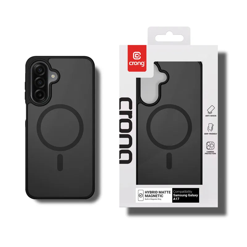 Crong Hybrid Matte Magnetic - MagSafe dėklas Samsung Galaxy A17 (Juodas)