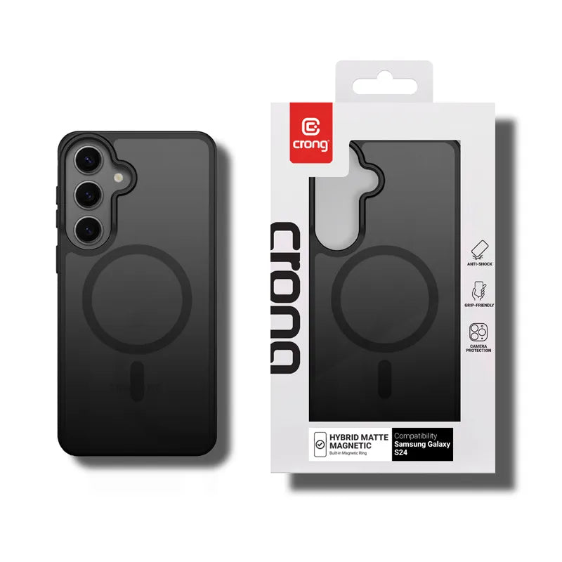 Crong Hybrid Matte Magnetic - MagSafe dėklas Samsung Galaxy S24 (Juodas)