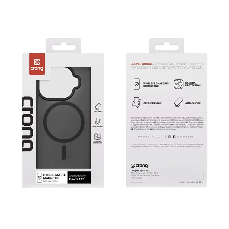 Crong Hybrid Matte Magnetic – Xiaomi 17T MagSafe dėklas (juodas)