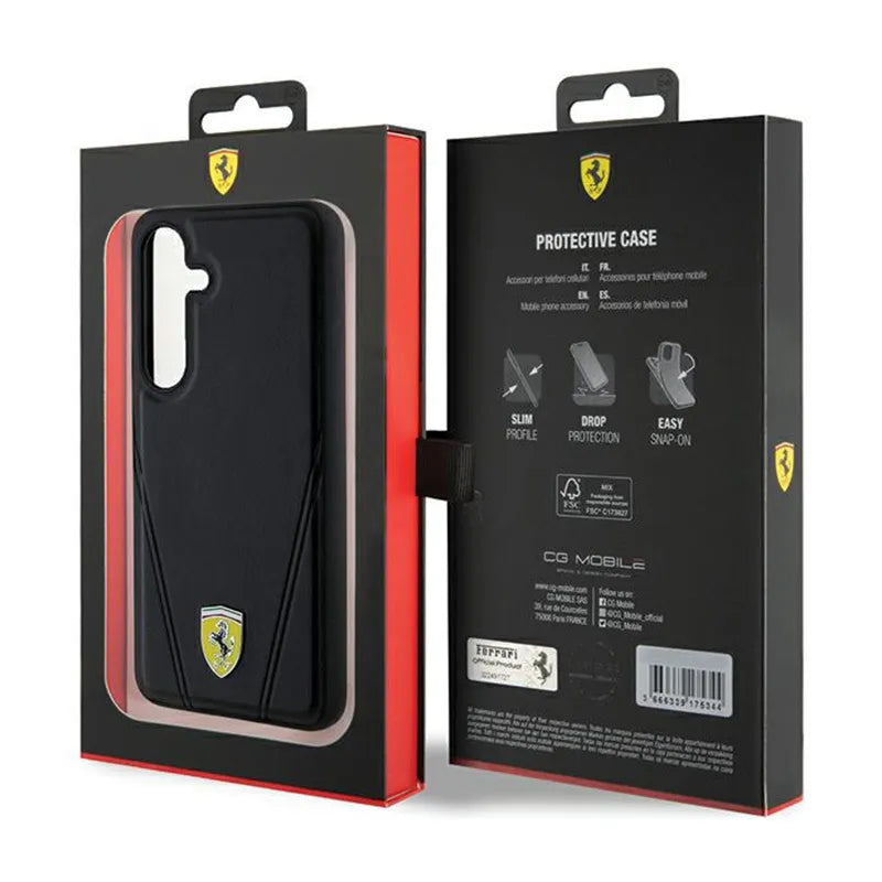 Ferrari Hot Stamp V Lines MagSafe – Samsung Galaxy S24 dėklas (juodas)
