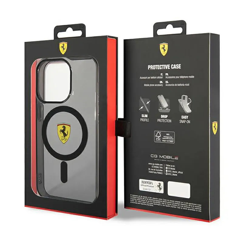Ferrari Translucent MagSafe – dėklas, skirtas iPhone 14 Pro (juodas)