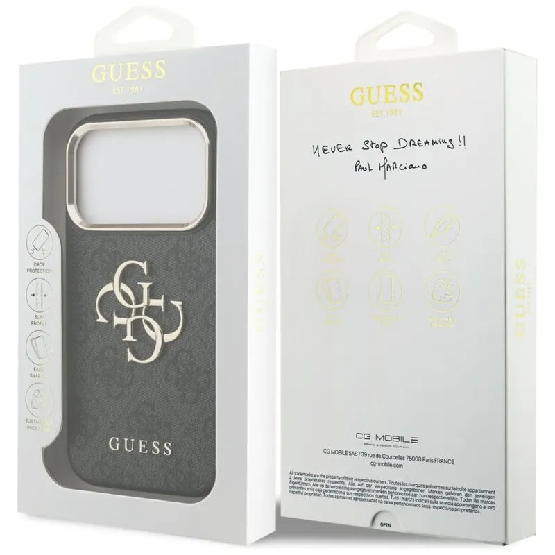 Guess 4G Big 4G Classic Logo - Dėklas iPhone 17 Pro (Juoda / Auksinė)