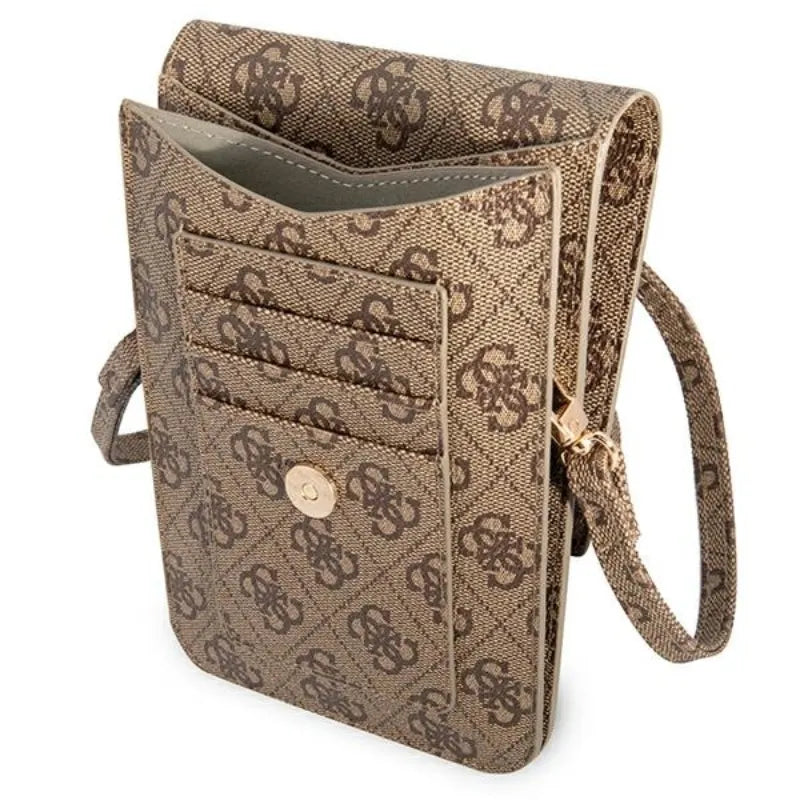 Guess 4G Big Metal Logo Phone Bag – krepšys su išmaniojo telefono skyreliu (rudas)
