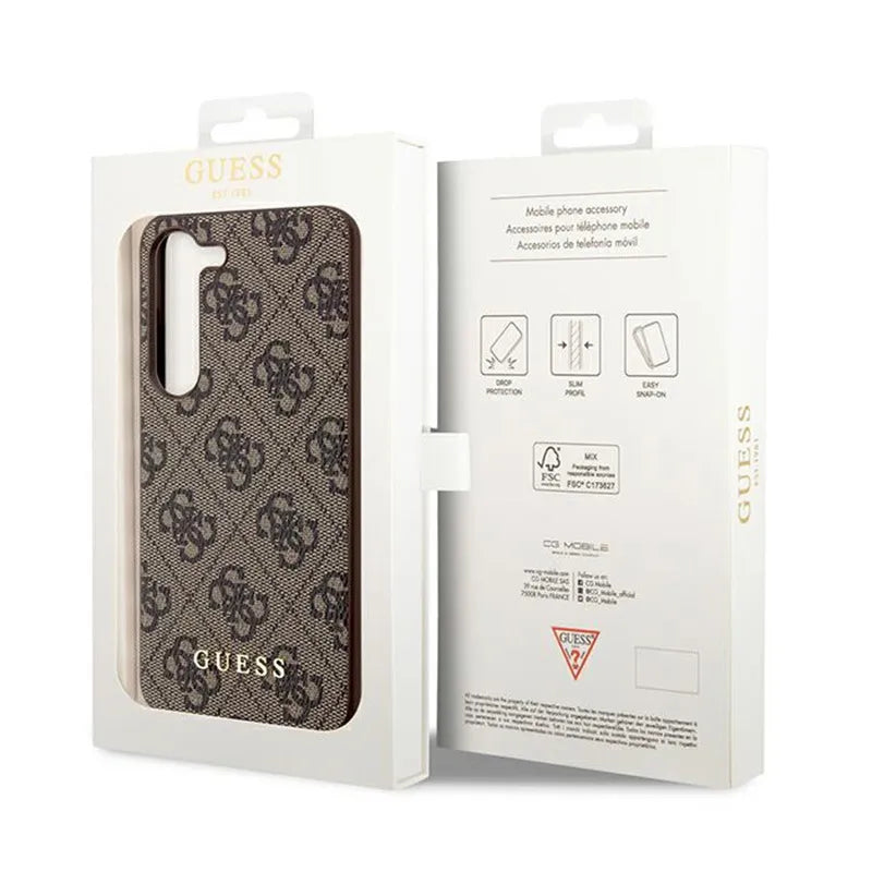 Guess 4G Charms kolekcija – Dėklas Samsung Galaxy A35 5G (rudas)
