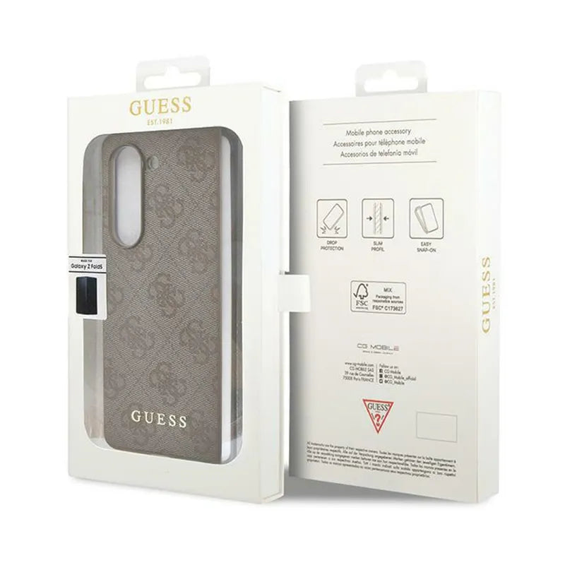 Guess 4G Charms kolekcija – „Samsung Galaxy Z Fold 5“ dėklas (rudas)