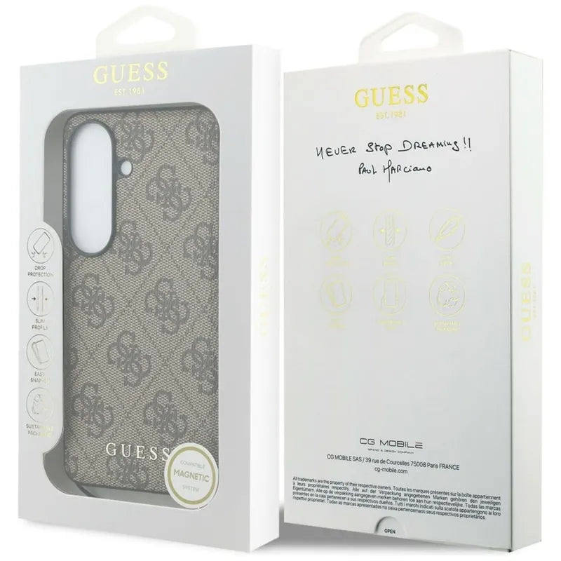 Guess 4G Classic Logo Charm MagSafe dėklas Samsung Galaxy S26 (Rudas)