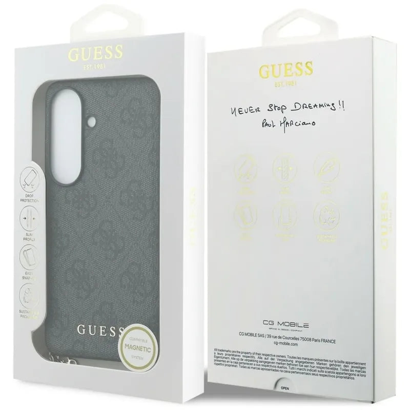 Guess 4G Classic Logo Charm MagSafe - Samsung Galaxy S26 dėklas (Juodas)