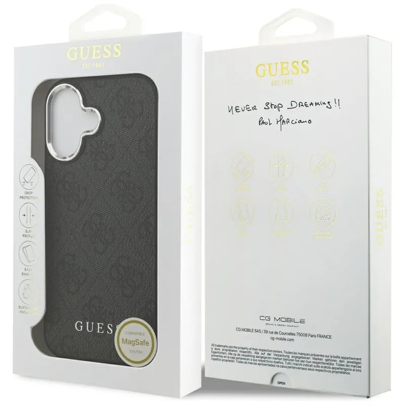 Guess 4G Classic Logo MagSafe – iPhone 17 dėklas (juodas)